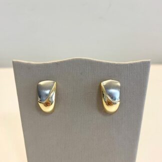 Brinco Duo Banhado a Ouro 18k com Ródio Escovado