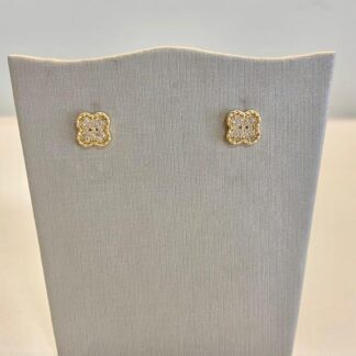 Brinco Trevo P Cravejado de Zircônias Banhado a Ouro 18k