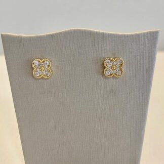 Brinco Trevo M Cravejado de Zircônias Banhado Ouro18k