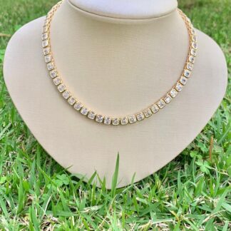 Colar Riviera Cravejado de Zircônias Quadradas Banhado a Ouro18k