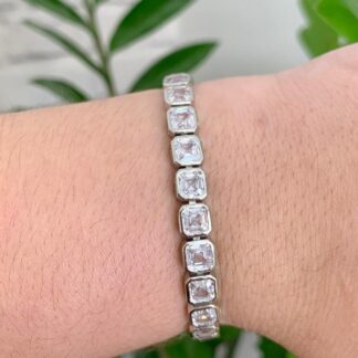 Pulseira Riviera Quadrada em Ródio