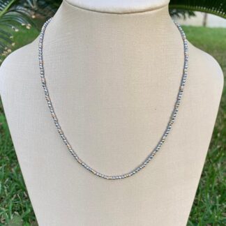 Colar Hematita Fino Banhado a Ouro18k