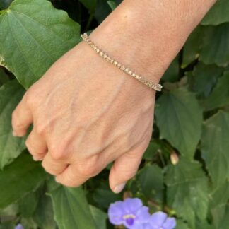 Pulseira Riviera com Zircônia Morganita em Ródio Branco