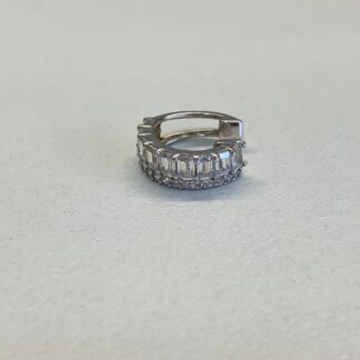 Piercing Baguetado com 1 Fileira de Zircônias Brancas em Prata 925