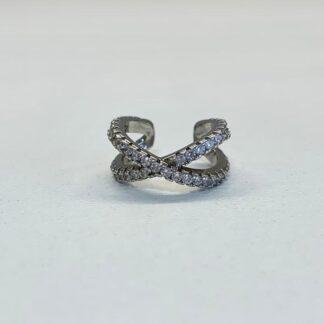 Piercing em X com Zircônias Brancas em Prata 925