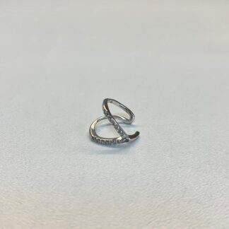 Piercing em V Cravejado com Zircônias Brancas, Prata 925