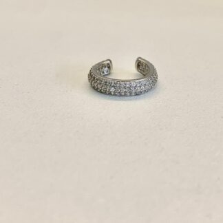 Piercing Inteiro Cravejado Zircônias Branca em Prata 925