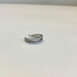 Piercing Duas Fileiras de Zircônias Branca em Prata 925