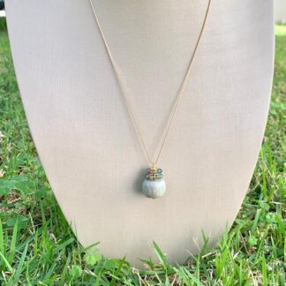 Colar com Pingente de Amazonita com Apatita Banhado a Ouro18k