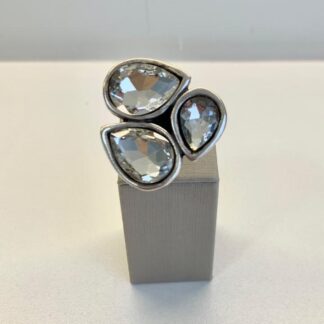 Anel 3 Pedras de Zircônias Brancas Zamac