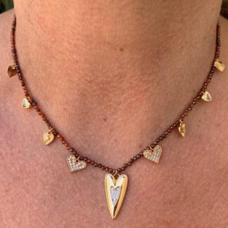 Colar de Zircônia Ferrugem com Mini Corações Banhado a Ouro18k