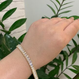 Pulseira Riviera Baguetada G Banhada a Ouro18k