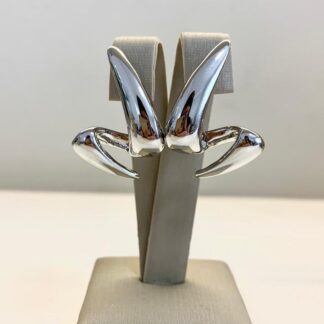 Brinco Formato Z em Ródio Branco