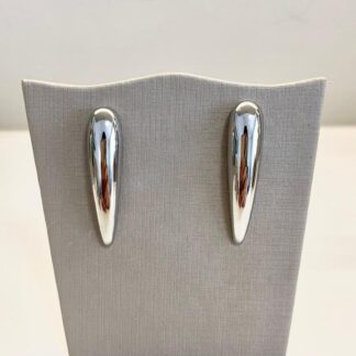 Brinco Gota Alongada em Ródio Branco