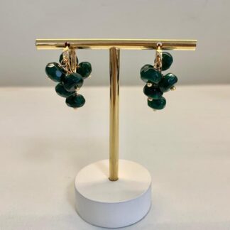 Brinco Argola Cacho Jade Esmeralda Banhado a Ouro18k
