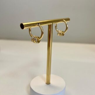 Brinco Argola com 3 Pingentes de Argolinhas com Zircônias Banhado a Ouro18k