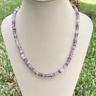 Colar Pedra Natural Ametista Banhado a Ouro18k