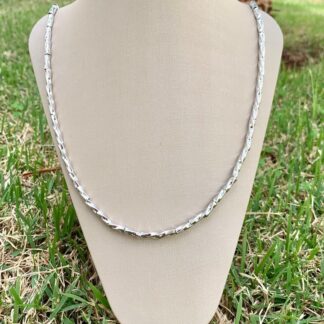 Colar Canutilho G em Ródio Branco