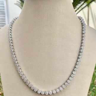 Colar Riviera Bolinhas Cravejadas de Zircônias Brancas em Ródio Branco