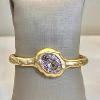 Bracelete Escovado com Pedra Banhado a Ouro18k