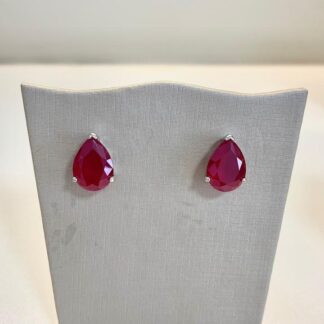 Brinco Gota Lisa 10mm de Rubi em Prata 925