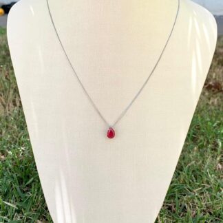 Colar Gota Lisa 7mm Rubi em Prata 925