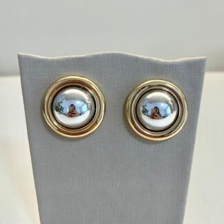 Brinco Redondo Bicolor Ródio Branco e Banhado a Ouro18k