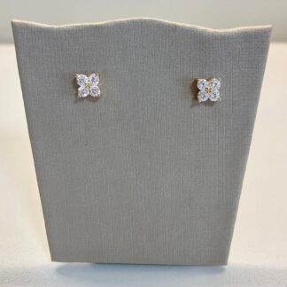 Brinco Flor com Zircônia Branca Banhado a Ouro18k