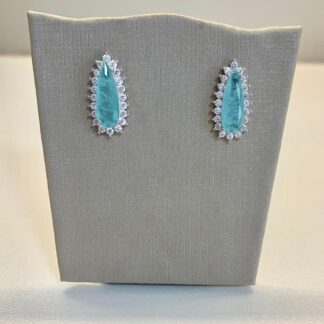 Brinco Gota Alongada Turmalina com Zircônias em Prata 925