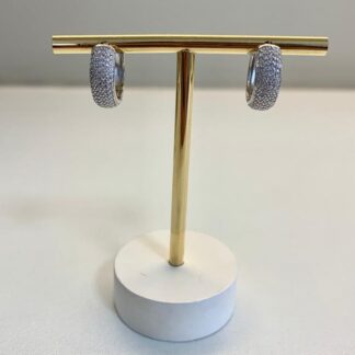 Brinco Argola G com Zircônias Brancas em Prata 925