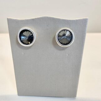 Brinco Redondo com Cristal Fumê em Zamac