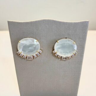 Brinco Água Marinha Banhado a Ouro18k