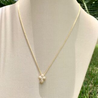 Colar Mini Cruz Cravejado com Zircônias Banhado a  Ouro18k