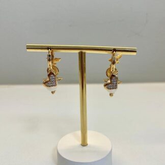 Brinco Argola Pingente com Pérola Banhado a Ouro18k