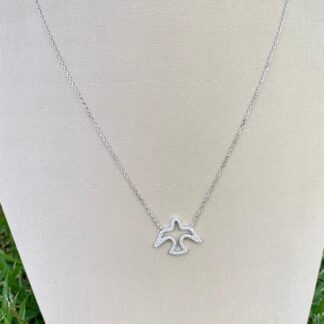 Colar Espírito Santo Vazado Cravejado de Zircônias em Prata 925