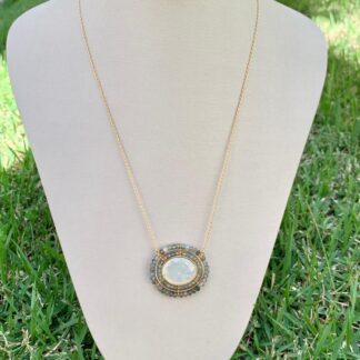 Colar Água Marinha Banhado a Ouro18k