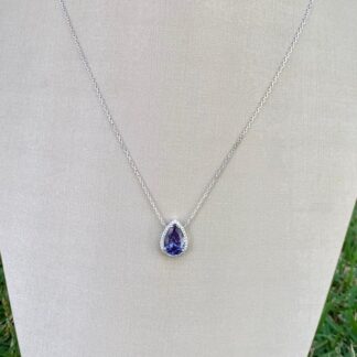 Colar Gota Tanzanita 8mm em Prata 925
