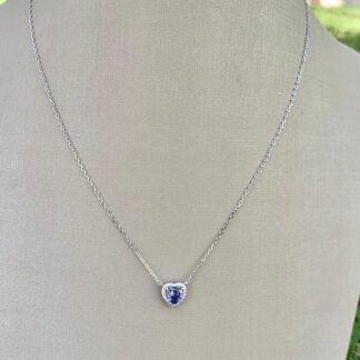 Colar Coração Tanzanita 7mm em Prata 925