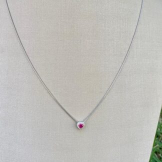 Colar Coração Rubi 3mm em Prata 925