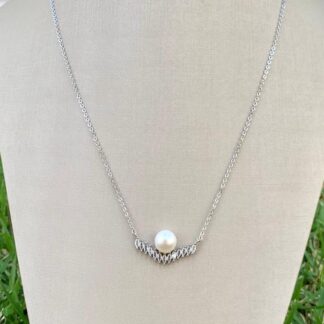 Colar Pérola com Navetes em Prata 925