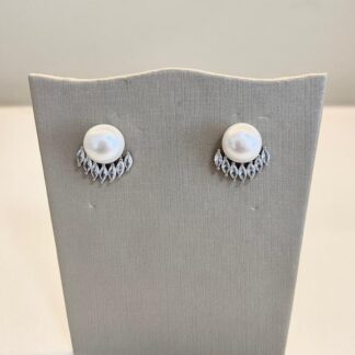 Brinco Pérola com Navetes em Prata 925