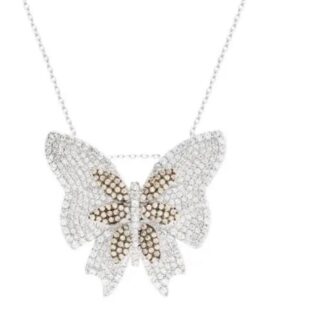 Colar Borboleta Cravejada de Zircônias Coloridas em Prata 925