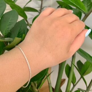 Pulseira Cordão Baiano 21cm em Prata 925