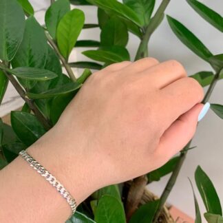 Pulseira Groumet 21cm em Prata 925