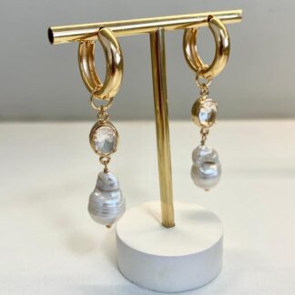 Brinco Argola com Pérola Barroca Banhado a Ouro18k