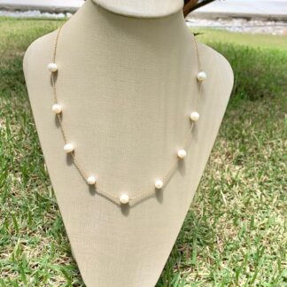 Colar Pérola Natural Banhado a Ouro18k