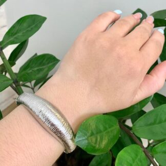 Bracelete Textura em Ródio Branco