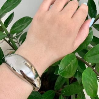 Bracelete Abaulado em Ródio Branco