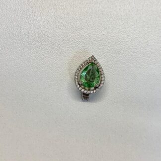 Pin Gota Zircônia Verde em Ródio Branco