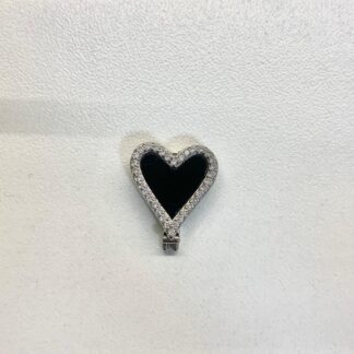 Pin Coração Zircônia Negra em Ródio Branco